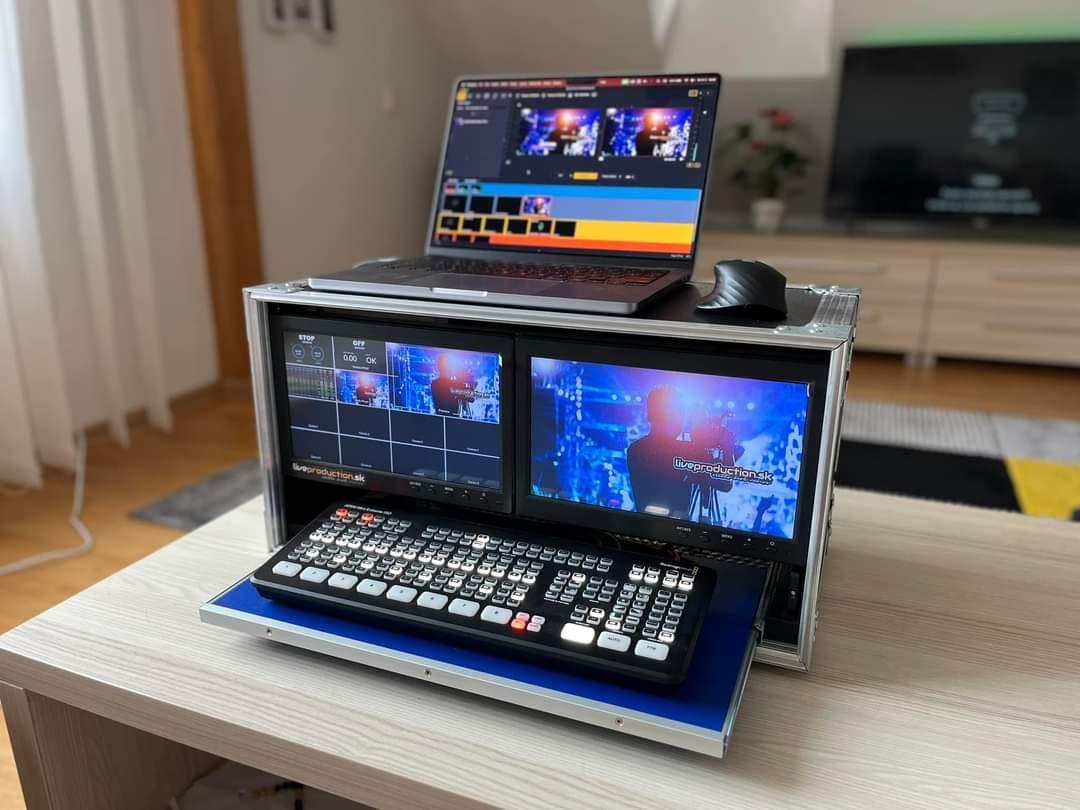Compact & Portable Live Streaming Setup: Atem Dual Monitor Rack